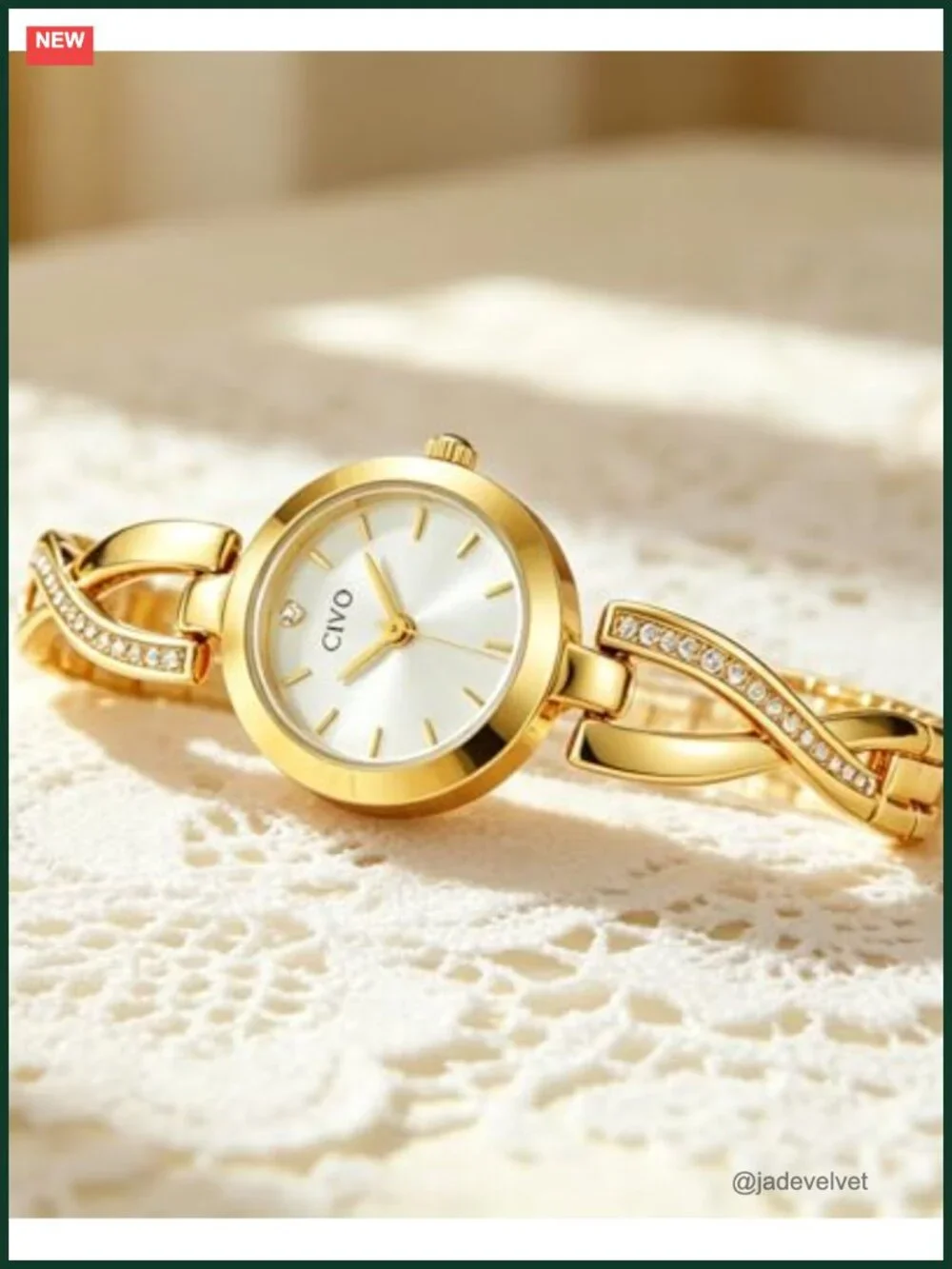 Gold Bracelet Watch for Women Dainty Jewelry Dress Watch Adjustable Link